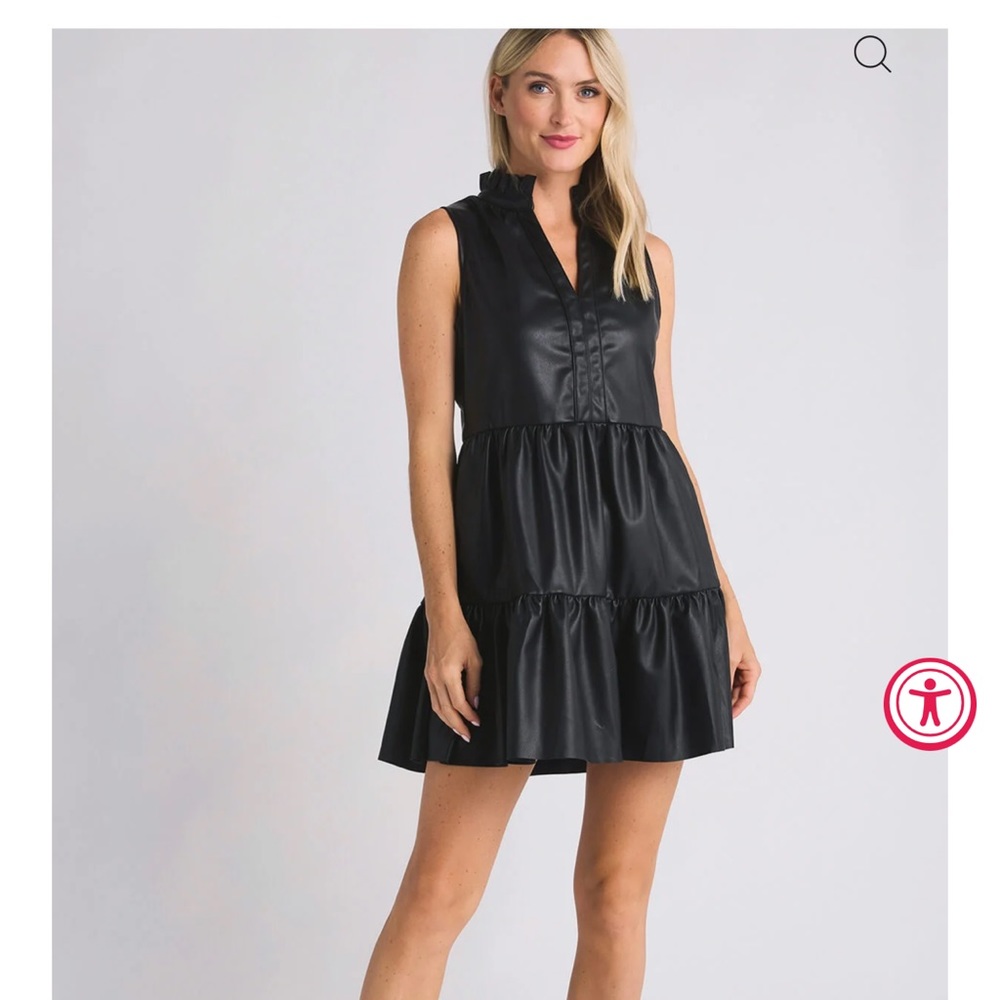 Fate Sleeveless Faux Leather Tiered Dress